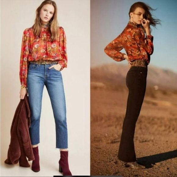 Anthropologie Tops - Nikasha floral satin toscana peasant blouse